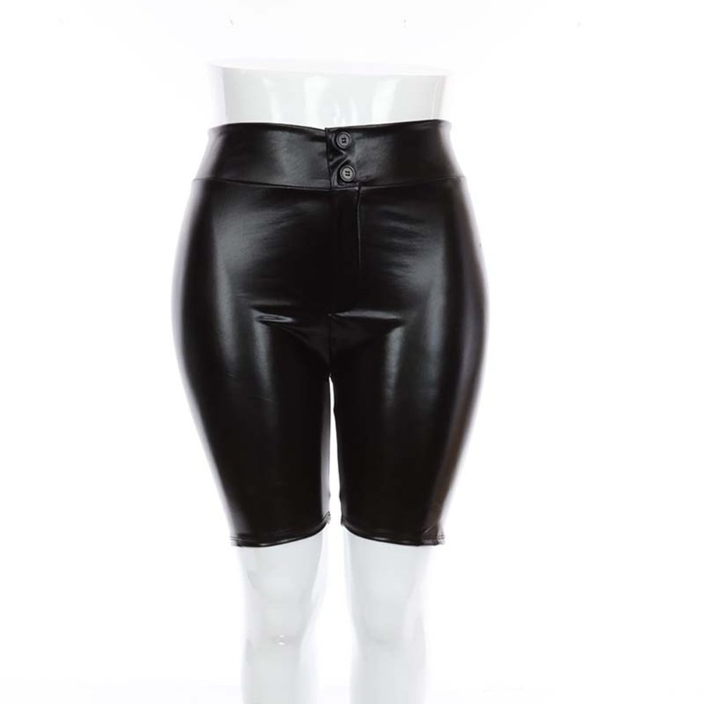 USA HIGH WAISTED BEAUTIFUL WOMEN PU LEATHER BERMUDA PANT PLUS SIZE XL-2X-3X NEW